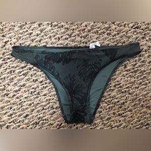 Green palm bikini bottoms with mesh sides